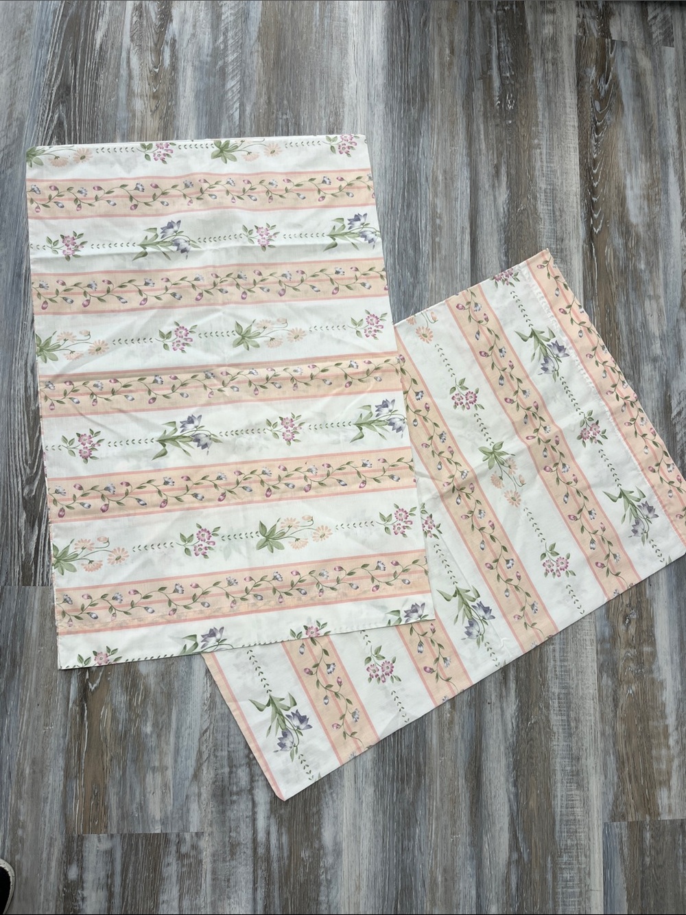 Vintage Stevens Floral Standard Pillowcase Pair - peach and white Cottagecore